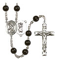 St. Christopher/Swimming 7mm Black Onyx Rosary R6007S-8511