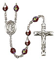 St. Hubert of Liege 7mm Garnet Aurora Borealis Rosary R6008GTS-8045