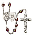 St. Joan of Arc /Coast Guard 7mm Garnet Aurora Borealis Rosary R6008GTS-8053S3