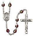St. Sarah 7mm Garnet Aurora Borealis Rosary R6008GTS-8097