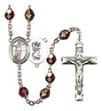 St. Christopher/Volleyball 7mm Garnet Aurora Borealis Rosary R6008GTS-8138
