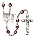 St. Christopher/Water Polo-Men 7mm Garnet Aurora Borealis Rosary R6008GTS-8198