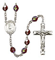 St. Daniel Comboni 7mm Garnet Aurora Borealis Rosary R6008GTS-8400