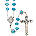 Rosary with Cut Glass Aqua Beads SR3952