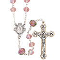 Rosary with Cut Glass Pink Beads SR3952