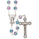 Rosary with Round Capped Pink &amp; Blue Bead SR3953